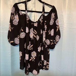 Torrid Floral Black/Blue Off The Shoulder Blouse